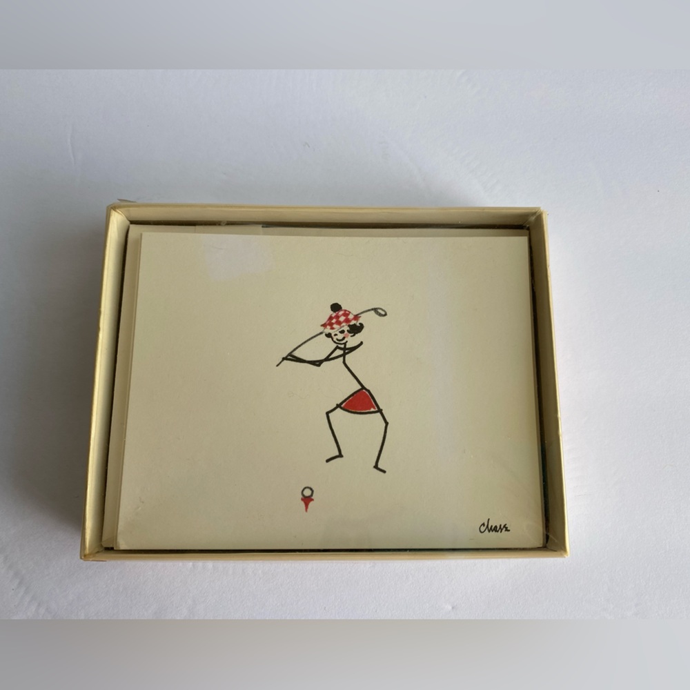 Kristin Elliott Inc. 10 cards with envelopes Golf Vintage stationary